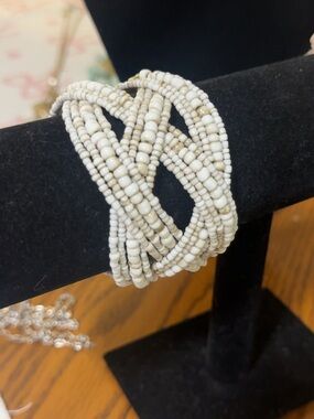 Multi-Strand White Seed Bead Bracelet - Women Jewelry